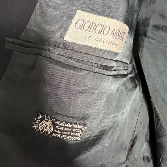 Giorgio Armani Pure Wool Black Single Breasted Suit Jacket Blazer ITALY Size 40S - Picture 7 of 12